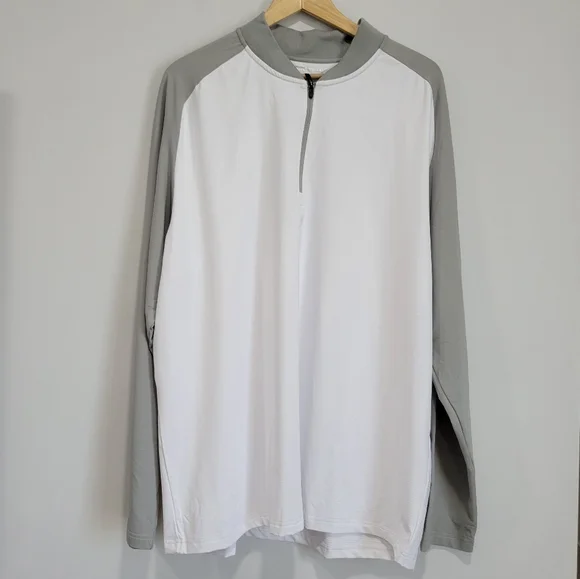 Michel Rouen Men's Performance White and Gray Quarter-Zip Pullover Size XL - Picture 3 of 10